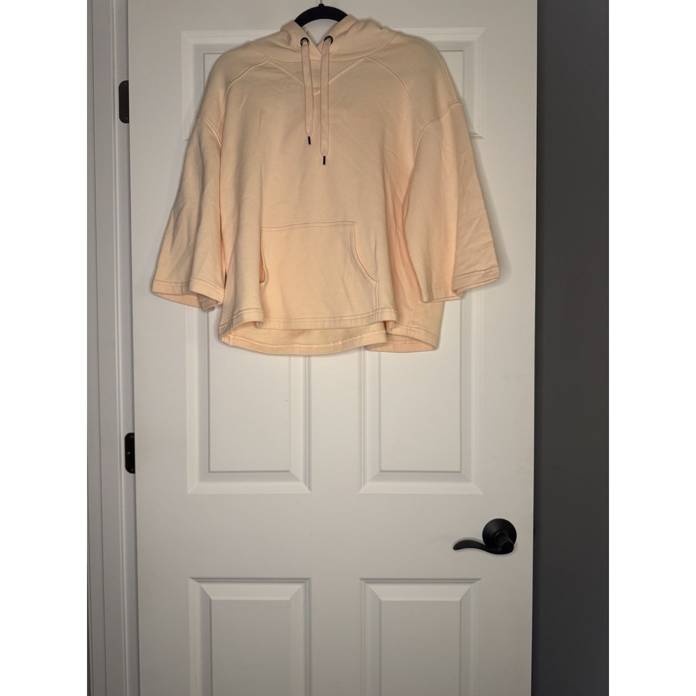 William Rast Scallop Shell Hoodie Pullover Sweatshirt Crop Sleeve Large Nwt